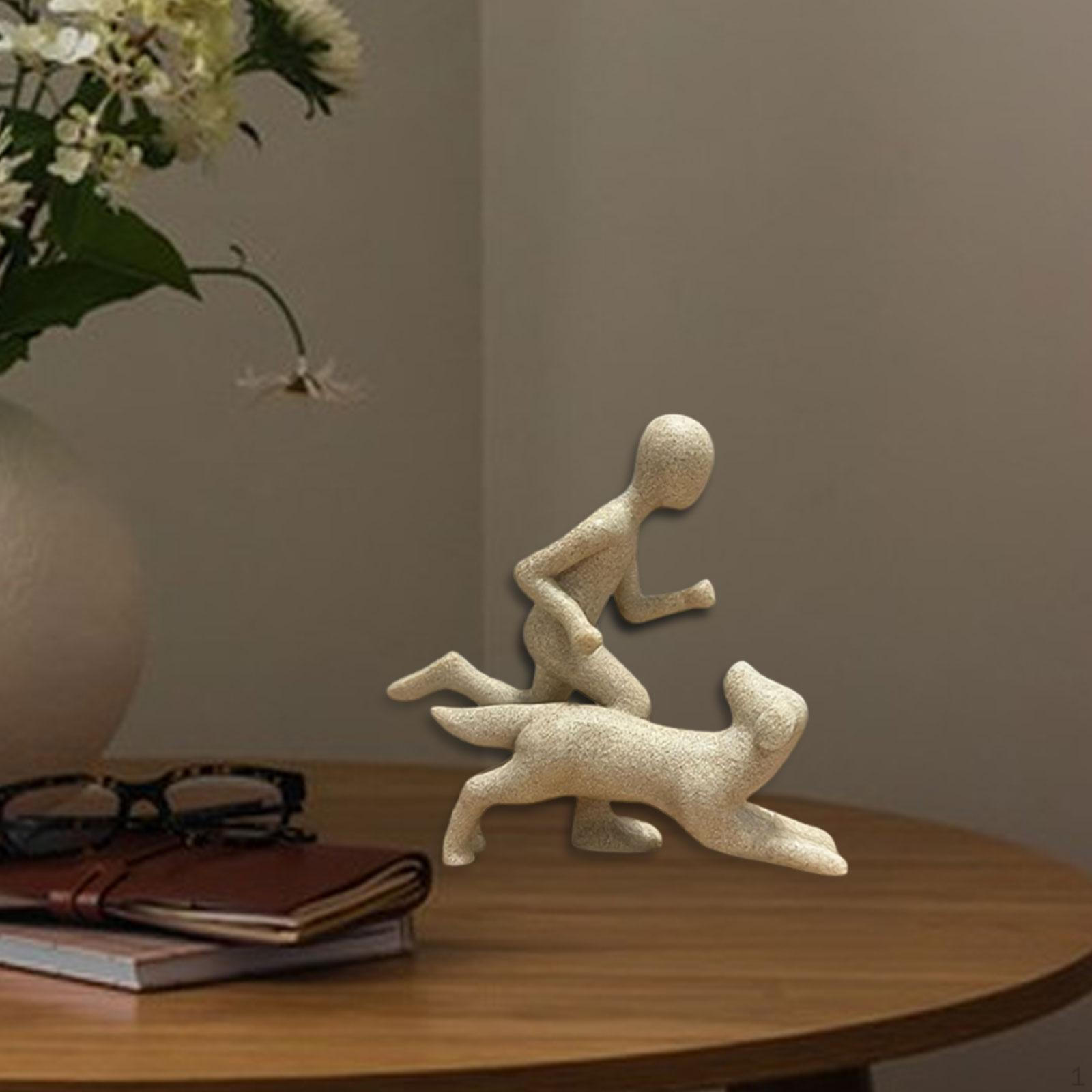 

And Dog Statue Sculpture Collection – Aesthetic, Creative Ornamental Art Figure Desk Sandstone Color