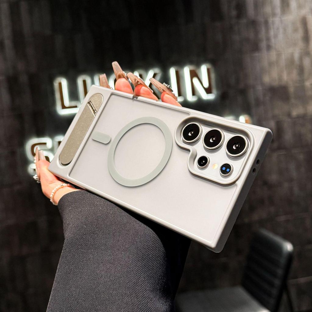 Samsung S25 Ultra/S24 Plus Magnetic Flip Stand Phone Case with Skin-Feel Finish