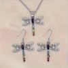 Versatile European & American Dragonfly Earrings and Necklace Set