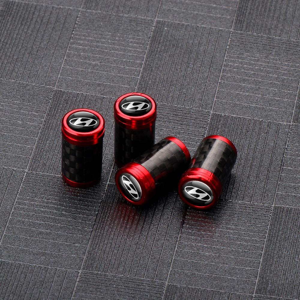 4pcs Car Carbon Fiber Wheel Tire Valve Caps Car Accessories For Hyundai Kona Accent Elantra I20 I30 Sonata NLine Azera GDI Ioniq TT31