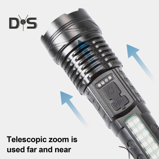 2Pcs LED Flashlight IPX5 Waterproof 5 Modes Adjustable USB Rechargeable Super Bright Portable Outdoor Fishing Hiking Camping Handheld Torch