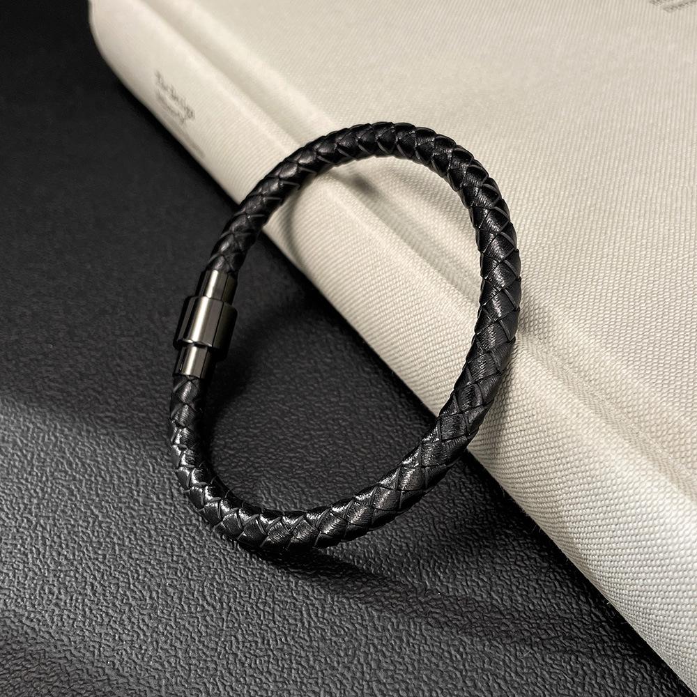 Minority Bracelet Minimalist Black Woven Leather Rope Bracelets Non Tarnish Stainless Steel Mexico Jewelry ALN25122945