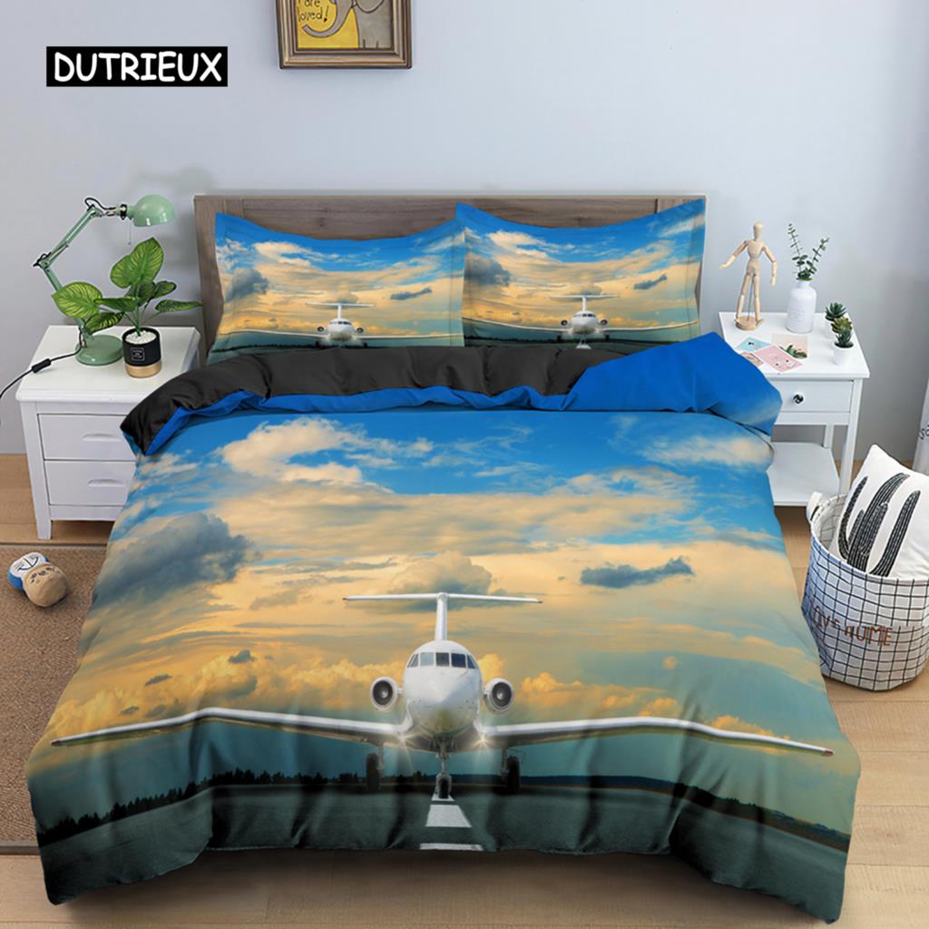 3D Airplane Printed Bedding Set Kids Adult 2/3pcs Duvet Cover with Pillowcase Comforter Bedding Quilt Cover Luxury Bedding Set