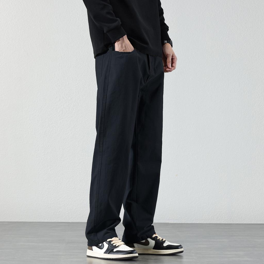 Autumn New Black Velvet Thickened Versatile Casual Pants Men's Loose Straight Trendy Brand Wide-leg Men's Pants Tide