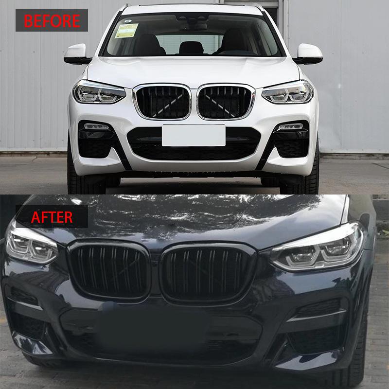 Pair Double Slat Car Front Grill Grilles Kidney Grill For BMW X3 G01 G08 X4 G02 2018    Racing Grilles Car Styling