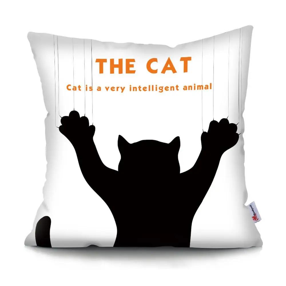 Black Cat Cushion Cover Pet  Sofa Bedroom Decoration Pillowcase Pattern   Case