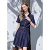 Betu Women's Short Sleeve Pleated Denim Dress