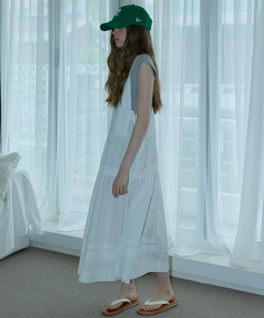 Opeundoeoseutyudio Pintuck Pleated Long Dress Ivory