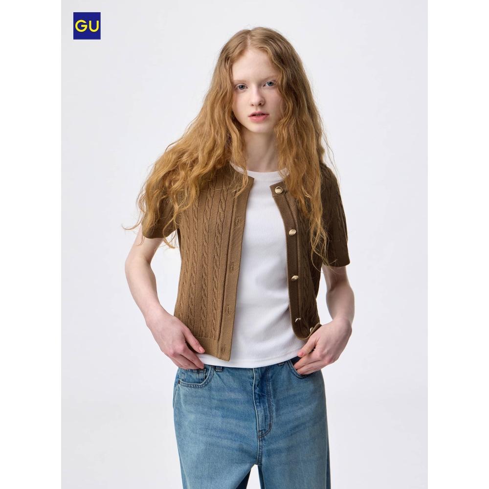Uniqlo Gu Cable Metal Button Cardigan  Short Sleeve 