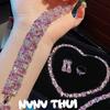 Mozambique Pink Crystal Flower Gem Necklace, Fragrant Fendai, Papalacha Petal Pink Diamond Bracelet Set