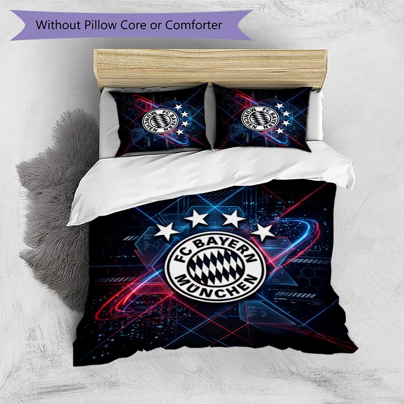 Bayern Munich Pattern Printed 3PCS Bedding Set Soft Skin-Friendly Washable Duvet Cover & Pillowcases Set All Season Bedroom