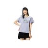Li Ning Sports Fashion Series Logo Print Loose Round Neck Short Sleeve T-Shirt Women Tops Purple AHSR458-4