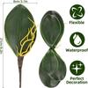 3PCS Artificial Orchids Leaves - Lifelike Fake Phalaenopsis Orchids Leaves with Plant Root, Green Leaf Plants for Flowers Arrangements Pot Shelf
