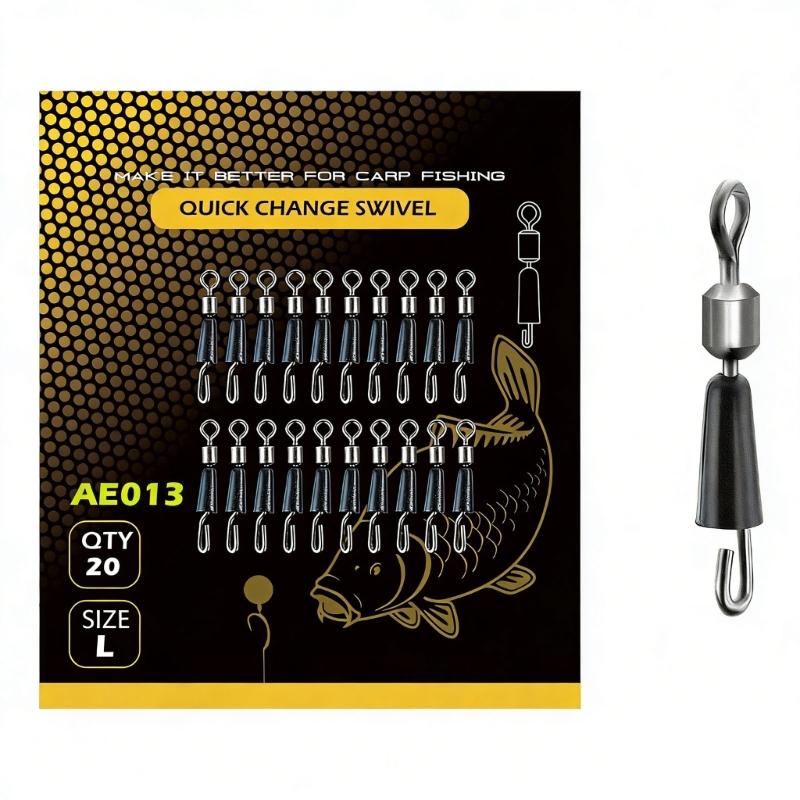 20Pcs Feeder Swivels Professional Fast Change Snaps Swivels Fishing Tackle Fast Link Connector Fishing Essential
