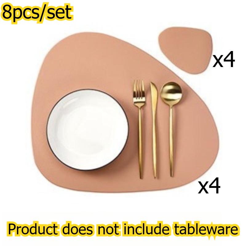 

8pcs/set Nordic Style PVC Leather Placemat Home Waterproof Oil-Proof Table Mat Desktop Decor Dining Table Pad for Kitchen Dining рожевий