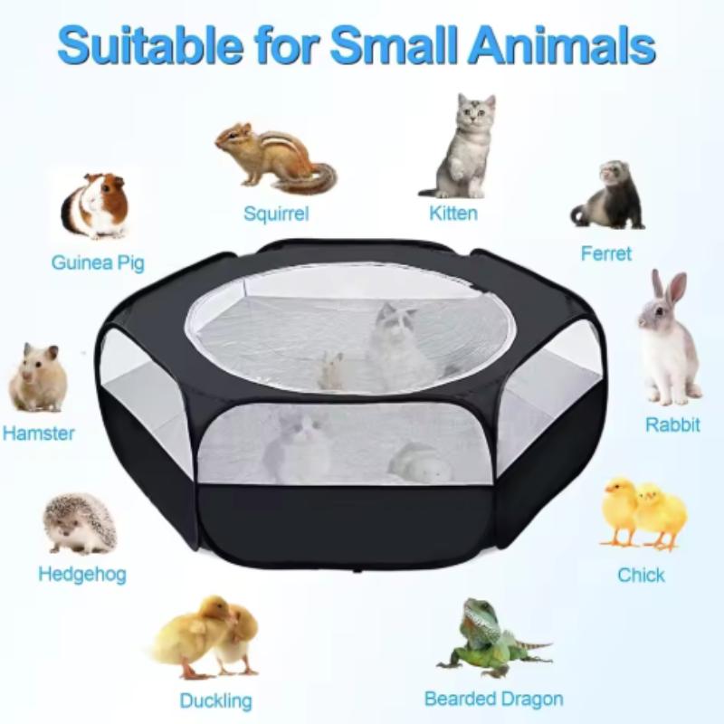 Portable Pet Tent Small Animal Pet Playpen Breathable Transparent Pet Tent With Zipper Top Cover Indoor Outdoor Foldable Cage