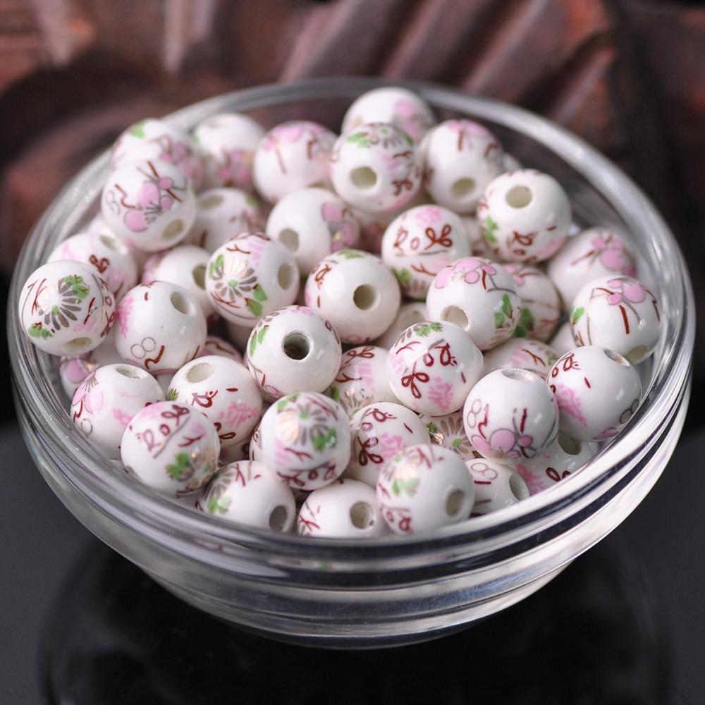 

20 шт. Круглые бусины-разделители из керамического фарфора с цветочными узорами, 10 мм, 12 мм, лот для DIY поделок, браслетов, аксессуары для изготовления ювелирных изделий 12mm-20pcs