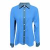 Womens Fashion Lapel Long Sleeved Denim Patchwork Button Up Shirt Loose Top