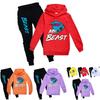 Set Felpa con Cappuccio e Pantaloni Jogger in Cotone Cartone Animato per Bambini, per Gioco Attivo e Abbigliamento Casual
