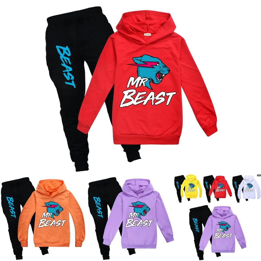 Set Felpa con Cappuccio e Pantaloni Jogger in Cotone Cartone Animato per Bambini, per Gioco Attivo e Abbigliamento Casual