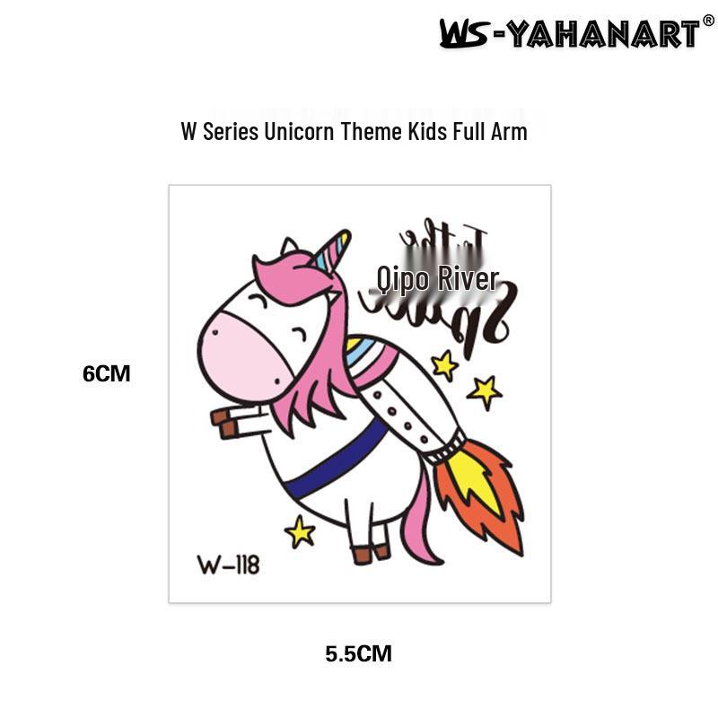 Cartoon Unicorn, Mermaid, Pirate, and Dinosaur Space Water Transfer Tattoo Stickers