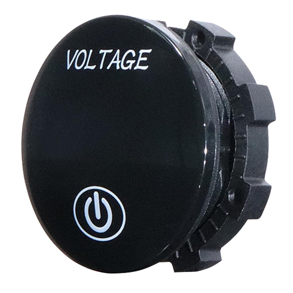 Motorcycle Car Volt Voltmeter 5V-48V Digital LED Display Voltage Meter Round Panel for Vehicle and Marine Use