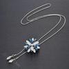 Shining Diva Fashion Stylish Crystal Flower Silver Plated Long Chain Pendant Necklace for Women