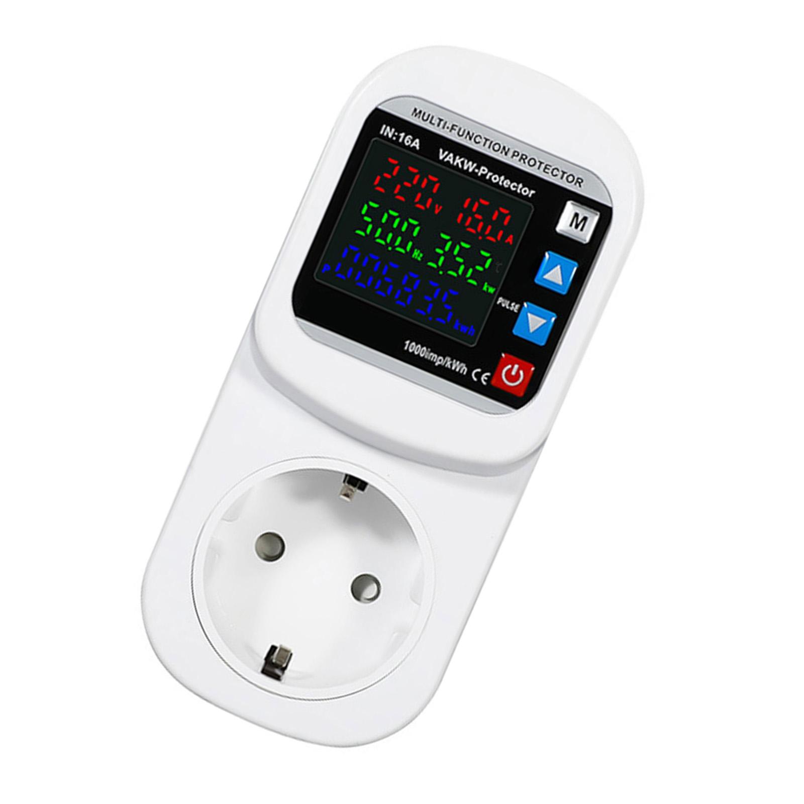 

Регульована розетка 16A EU Монітор споживання енергії із захистом від напруги та струму Автоматичне відновлення для домашньої безпеки