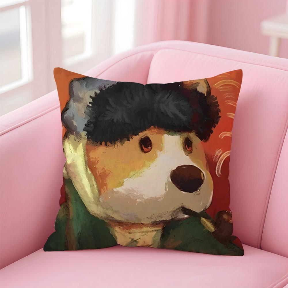Cartoon Cute Character P-Party Animals Cushion Cover Pillowcase Short Plush Invisible Zipper Room Sofa Cushion Cover