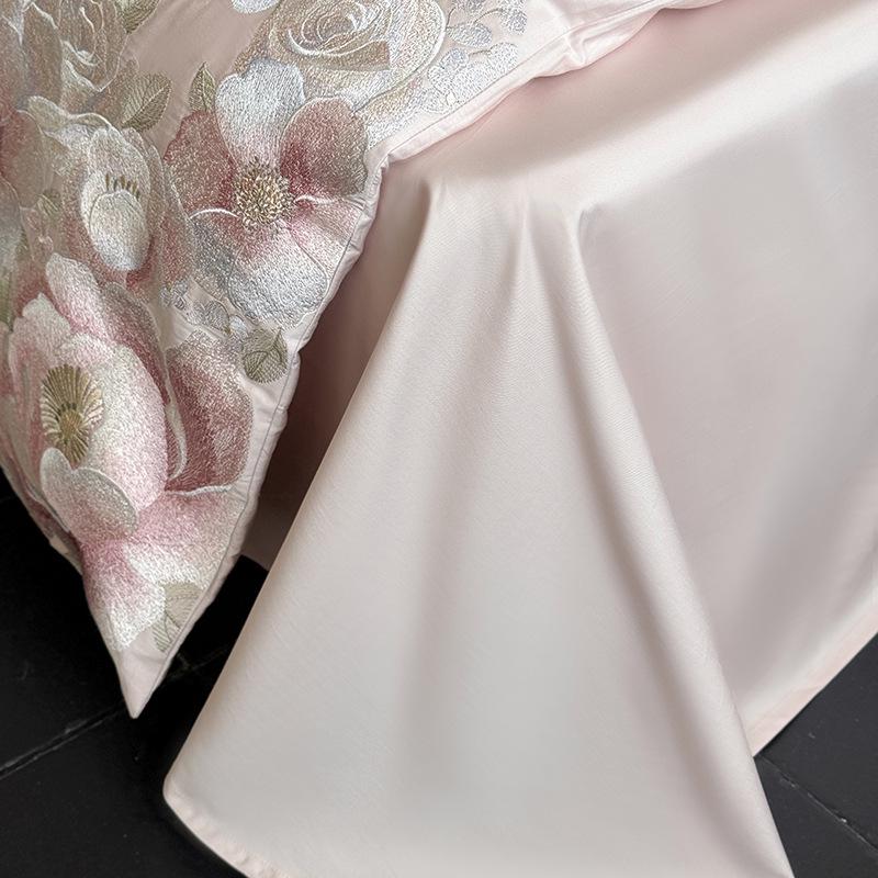 Elegant Luxury: Embroidered Long-Staple Cotton 4-Piece Bedding Set