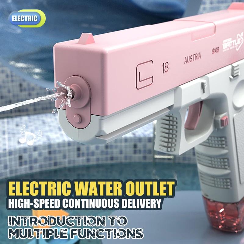 Automatic Electric Water Gun Rechargeable Long Range Water Blaster For Beach Pool Backyard Battles Adults Kids Summer Toy