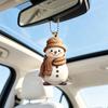 Artistic Snowman Figurine Charm Cute Acrylic Pendant, 2D Flat Car Rearview Mirror Hanging Holiday Pendant Decoration with Keychain Ring, Christmas