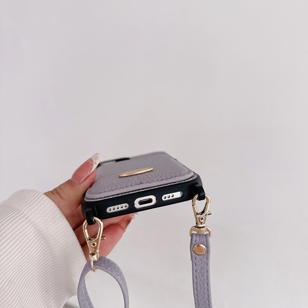 Cards Solt Wallet Leather Flip Crossbody Case For iPhone 16 Pro Max 15 Plus 14 13 12 11 Vertical Bag Pocket Long Lanyard Cover