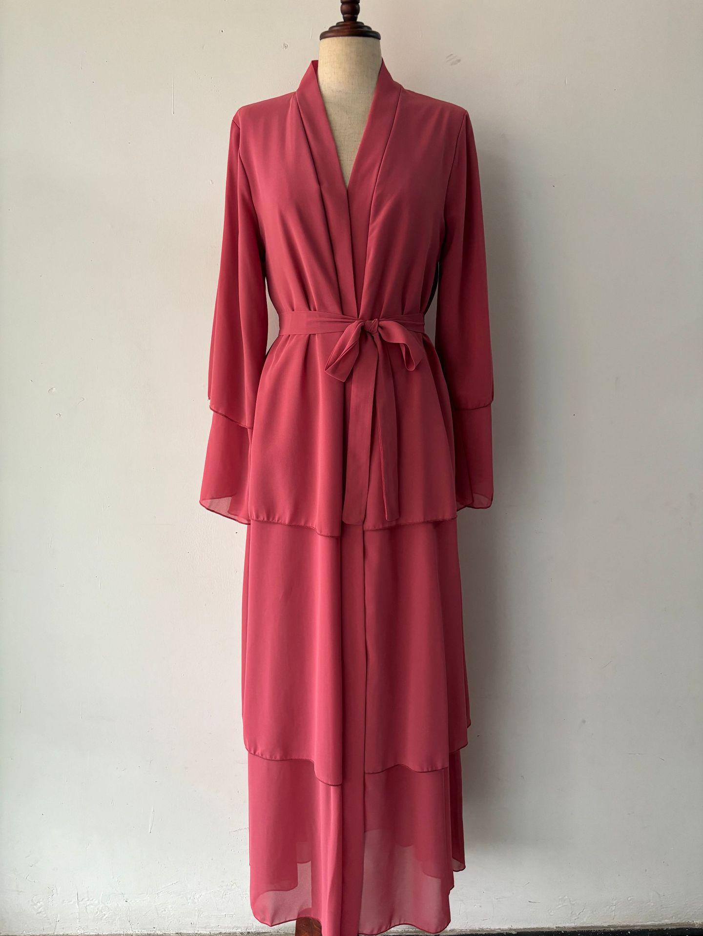 

Платье-кардиган Yiduo Duo в европейско-американском стиле, трехслойный шифоновый пэчворк 21462 Large