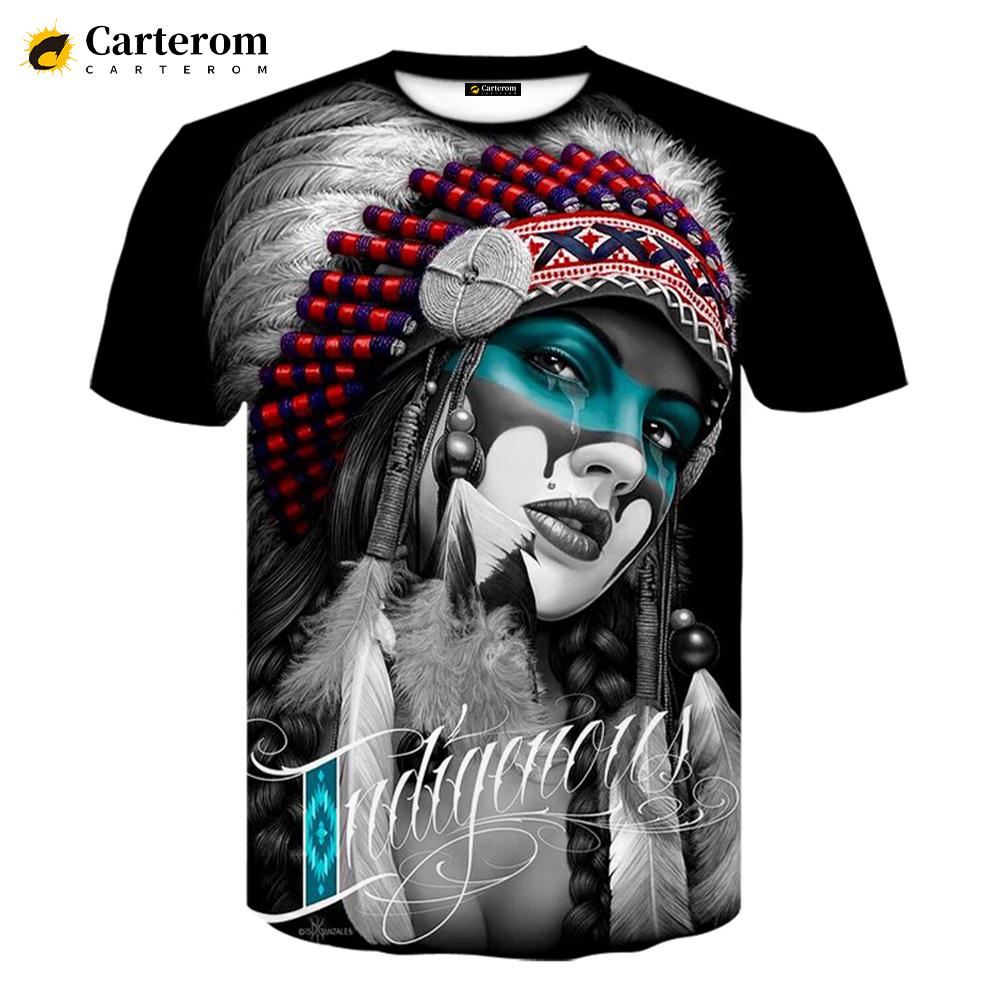 Camiseta con estampado 3D nostálgico de chica india, camiseta informal de gran tamaño para parejas, camisetas de estilo Hip Hop de verano para hombres y mujeres