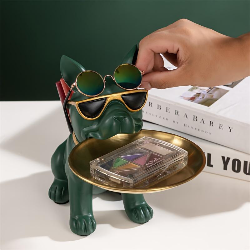 Sculptură de câine Bulldog francez, statuie, cu tavă și suport pentru chei, depozitare, cadou, ornamente pentru casă, decor, figurină animală, Rood Decor