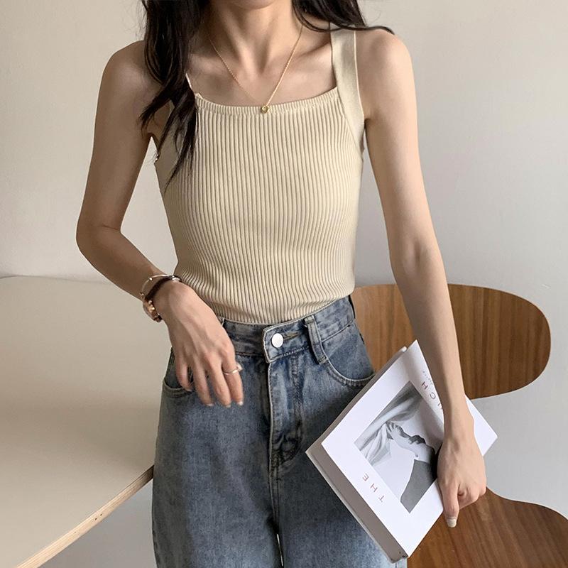Halter Small Vest with Women's Summer New Women's Slim-fit Sleeveless Bottom Knit Top To Wear