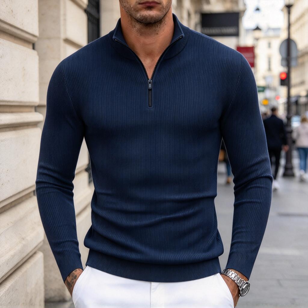 Men's Zip-Up High Neck Shirt, New Fall Winter European and Casual Shirt