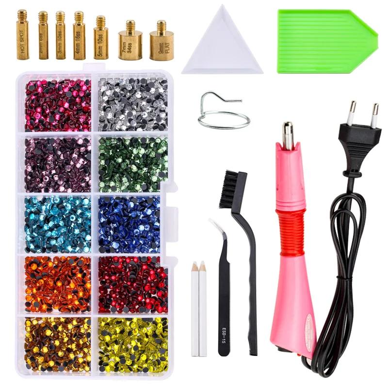 Full DIY Set 2000pcs/box SS10 Hot Fix Rhinestones With Hotfix Applicator Crystal Glass Iron On Rhinestones for Dress,bag,shoes
