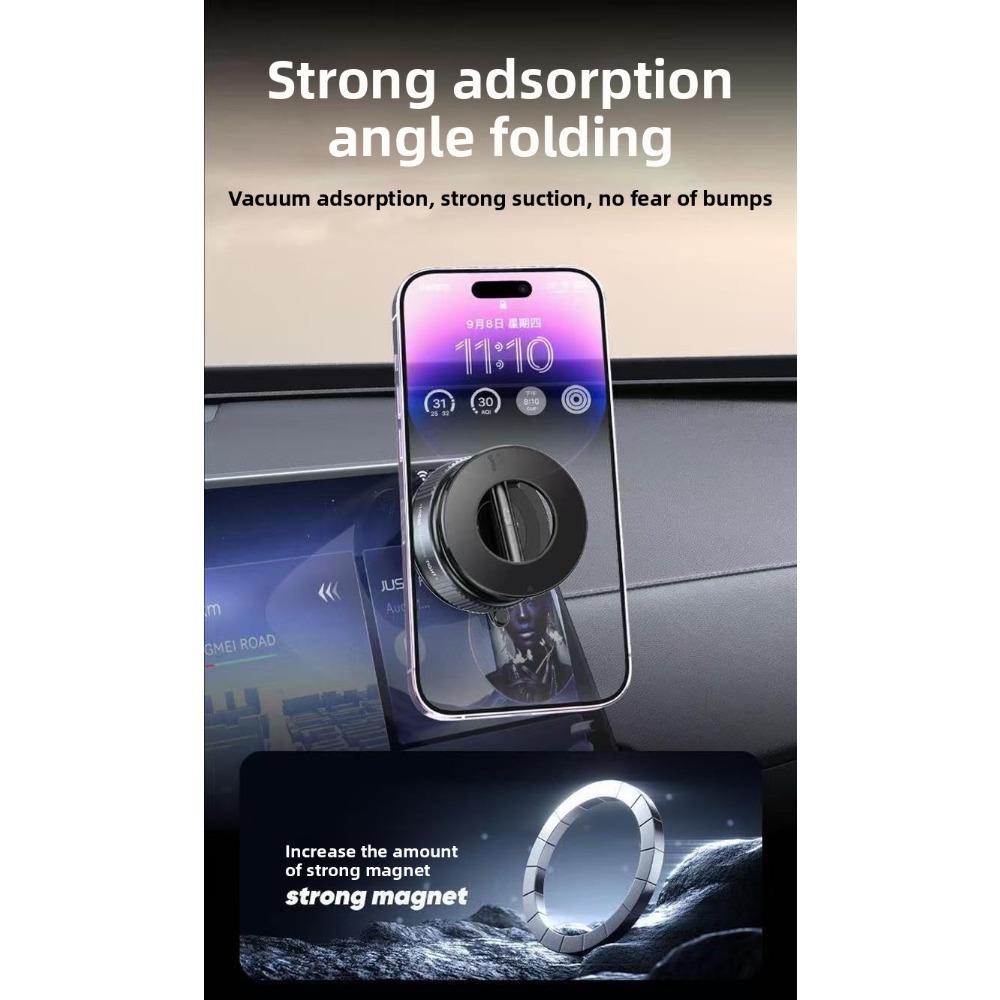 Vacuum Suction Magnetic Car Phone Mount, 360° Rotation Suction Cup Holder for Auto Navigation