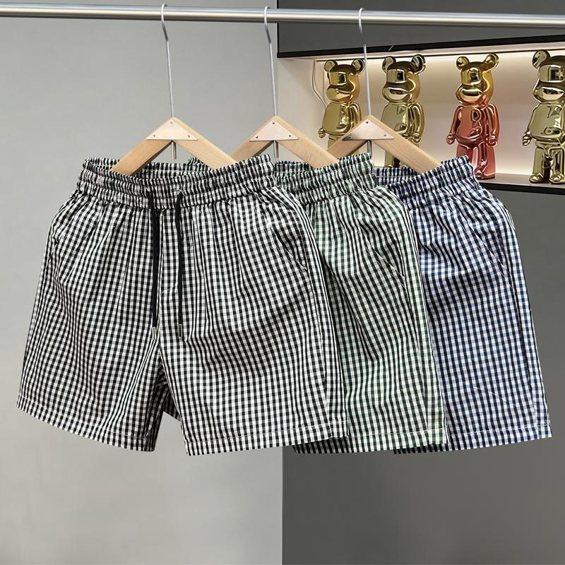 Pantaloncini Casual da Uomo a Quadri, Vita Elastica con Coulisse, Leggeri da Spiaggia Estivi (M-5XL)