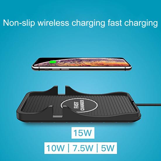 1 Set C7 Wireless Phone Charger 2-in-1 Support 15W/10W/7.5W/5W Intelligent Recognition Anti-slip Fast Charging Temperature Protection USB Wireless