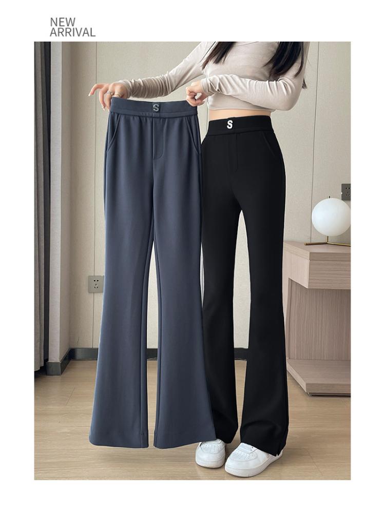 Elegant High-waisted Micro-flared Pants for Autumn Wear New Stretch Elasticated Waist Suit Pants Slim Slit Casual Trousers