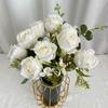 9 Heads Simulation Flower Bouquet Multicolor Faux Flower Creative Bridal Bouquet  Desktop Ornament