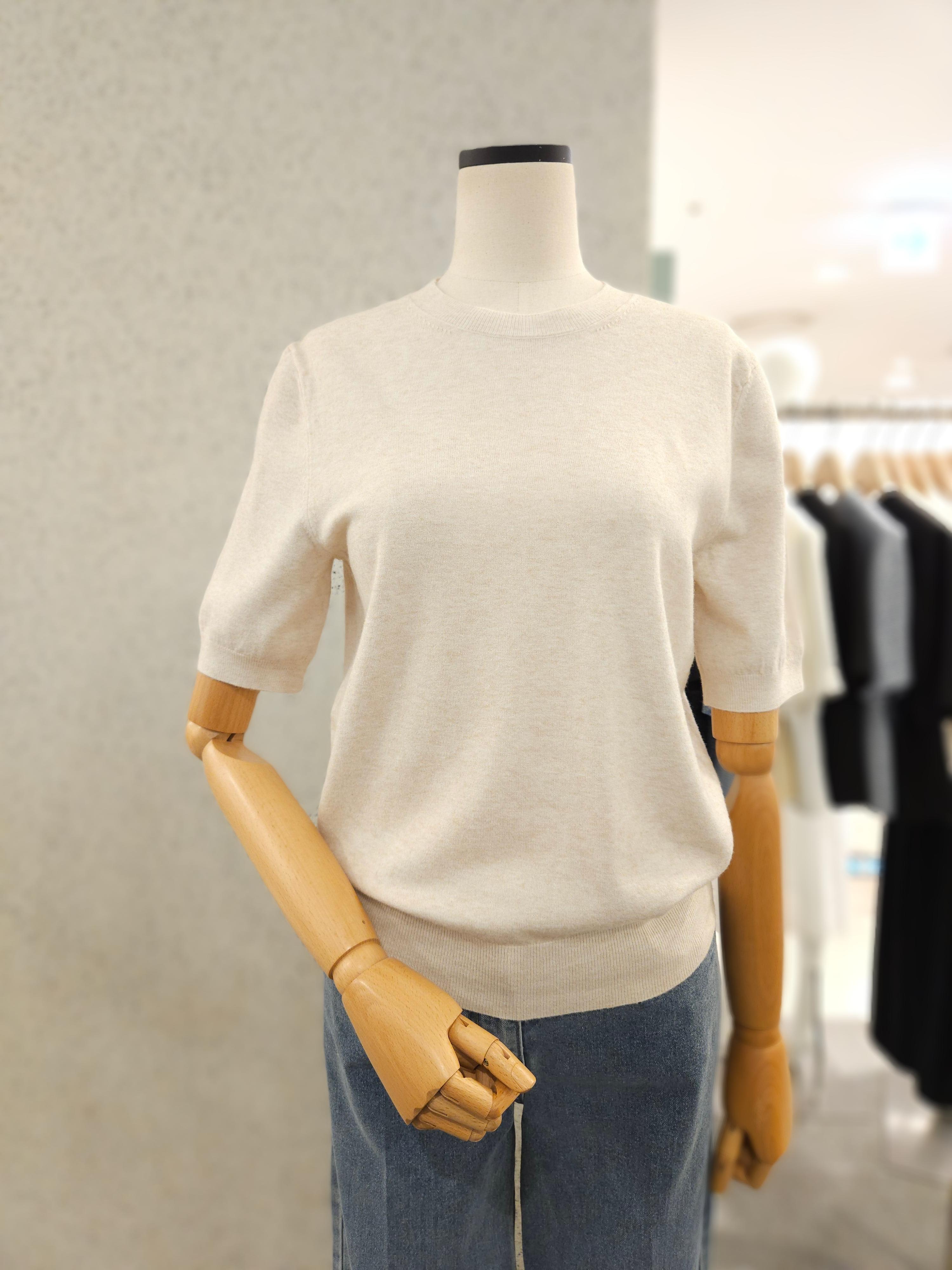 Half Sleeve Round Neck Knit TSKPOP7201O S чёрный