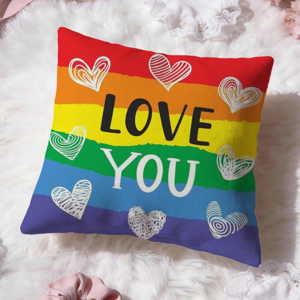 Homosexual Rainbow Flag Cushion Cover Premium Comfort Reversible Pillow Cove -Two In One Design for Any Room & Car Interior