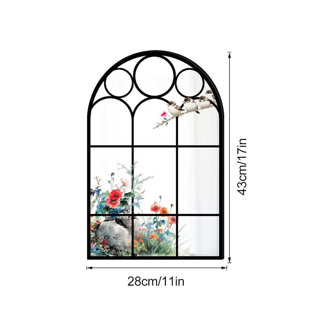 28x43cm Acrylic Arched Window Wall Mirror Wall Decorative Mirror Windowpane Arch Mirror for Bathroom Farmhouse Vanity Room Decor