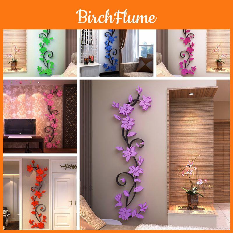 Blumen-Aufkleber 3D Spiegel Wandaufkleber Mit Lebendigen Farben Für Stilvolle Wohnkultur