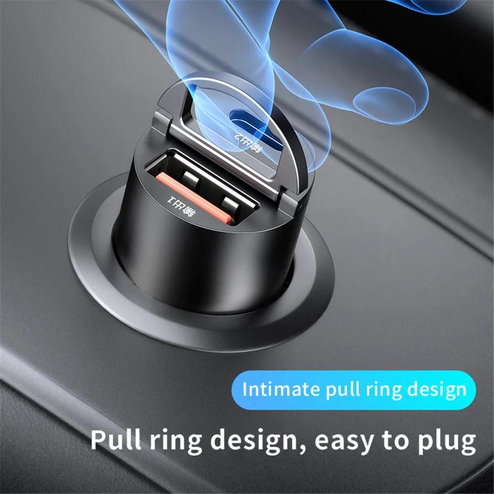 100W/200W PD QC Pull Ring Fast Charging Mini Car Charger USB C Car Phone Charger Adapter For iPhone Xiaomi Samsung Huawei