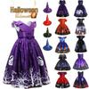 Kids' Halloween Witch Cosplay Cartoon Print Dress